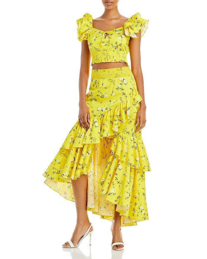 商品Alice + Olivia|Cristina Floral Print Asymmetric Tiered Maxi Skirt,价格¥1105,第3张图片详细描述