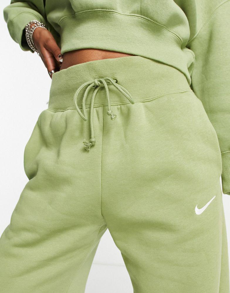 Nike mini swoosh high rise wide leg joggers in alligator green商品第4张图片规格展示