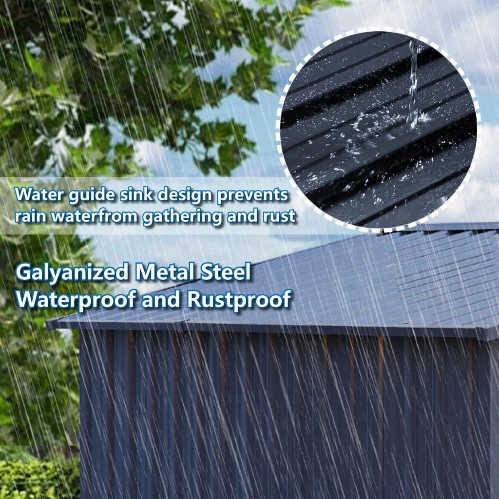 商品Simplie Fun|Outdoor Storage Shed 8 x 6 FT Large Metal Tool Sheds,价格¥6120,第4张图片详细描述