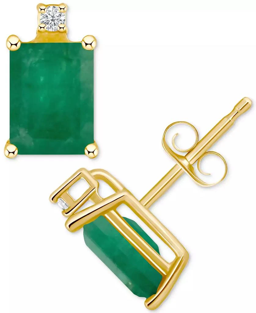 商品Macy's|Ruby (1-3/8 ct. t.w.) & Diamond Accent Stud Earrings in 14k Gold (Also in Emerald, Tanzanite, & Sapphire),价格¥3887,第3张图片详细描述