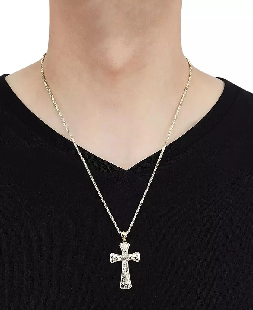 商品Macy's|Men's Polished Nugget Crucifix 22" Pendant Necklace in 10k Yellow & White Gold,价格¥4216,第2张图片详细描述