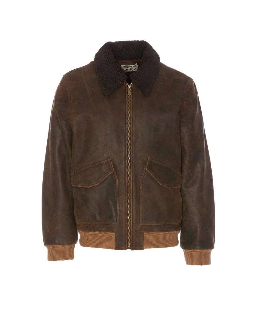 商品Zadig&Voltaire|Zadig & Voltaire Long Sleeved Zipped Leather Jacket,价格¥4047,第1张图片