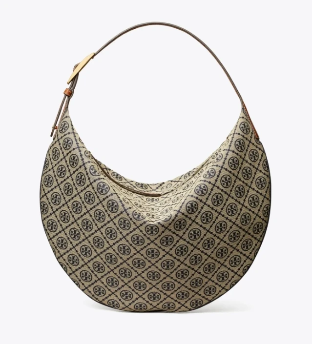 商品Tory Burch|汤丽柏琦T Monogram  撞色压花女士单肩新月包（香港仓发货）,价格¥3117,第1张图片