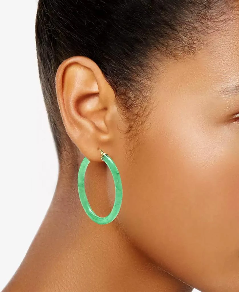 商品Macy's|Dyed Jade (45mm) Medium Hoop Earrings in 14k Gold-Plated Sterling Silver, 1.77",价格¥1047,第2张图片详细描述