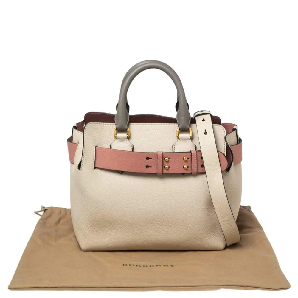 Burberry Pink/Off White Leather Deep Claret Tote 商品