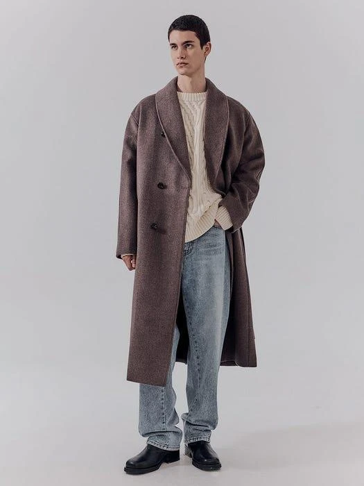 商品DUNST FOR MEN|Cashmere Shawl Collar Robe Coat [Soft Brown],价格¥1905,第1张图片