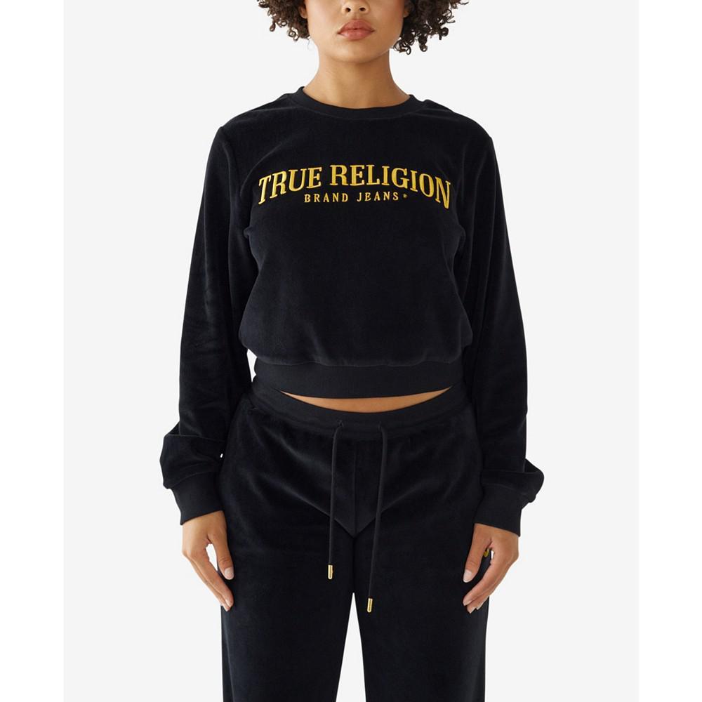 商品True Religion|Women's Velour Shrunken Sweatshirt,价格¥853,第1张图片