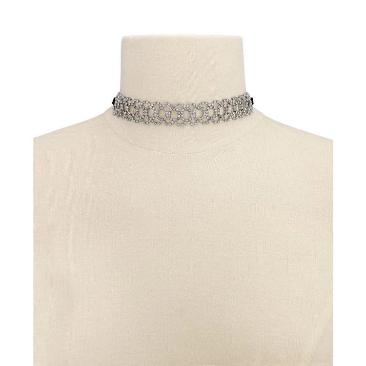 商品INC International|I.N.C. Silver-Tone Crystal Pavé Scalloped Black Ribbon Choker Necklace, Created for Macy's,价格¥115,第2张图片详细描述