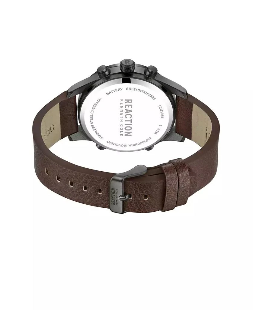 商品Kenneth Cole|Men's Ana-digi Brown Synthetic Leather Strap Watch, 46mm,价格¥640,第3张图片详细描述