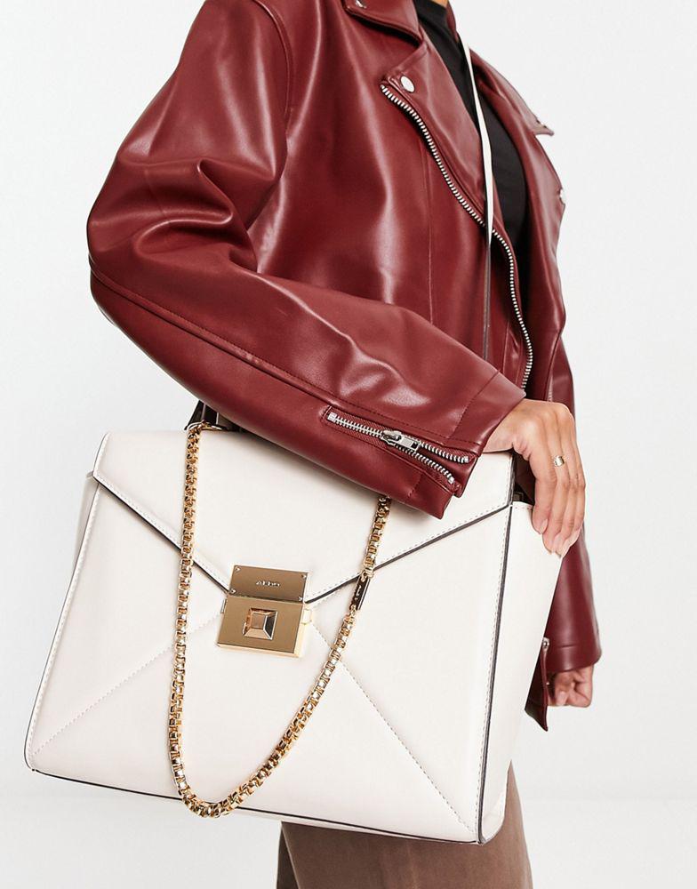 ALDO Amours tote bag with gold hardware in white商品第4张图片规格展示