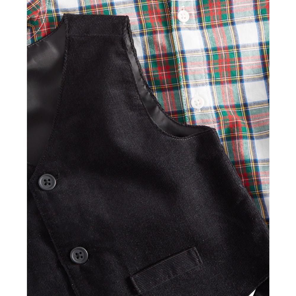 商品First Impressions|Baby Boys 3-Pc. Plaid Shirt, Vest & Corduroy Pants, Created for Macy's,价格¥313,第4张图片详细描述