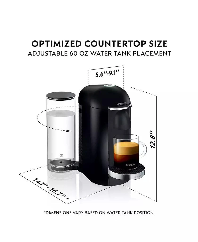 商品Nespresso|Vertuo Plus Deluxe Coffee and Espresso Machine by Breville, Black with Aeroccino Milk Frother,价格¥1888,第4张图片详细描述