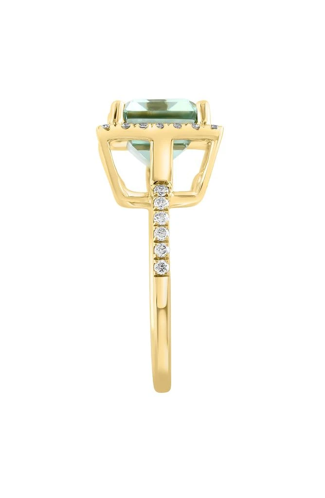 商品Effy|14K Yellow Gold Emerald Cut Green Quartz Diamond Halo Ring - 0.43ct.,价格¥7002,第2张图片详细描述