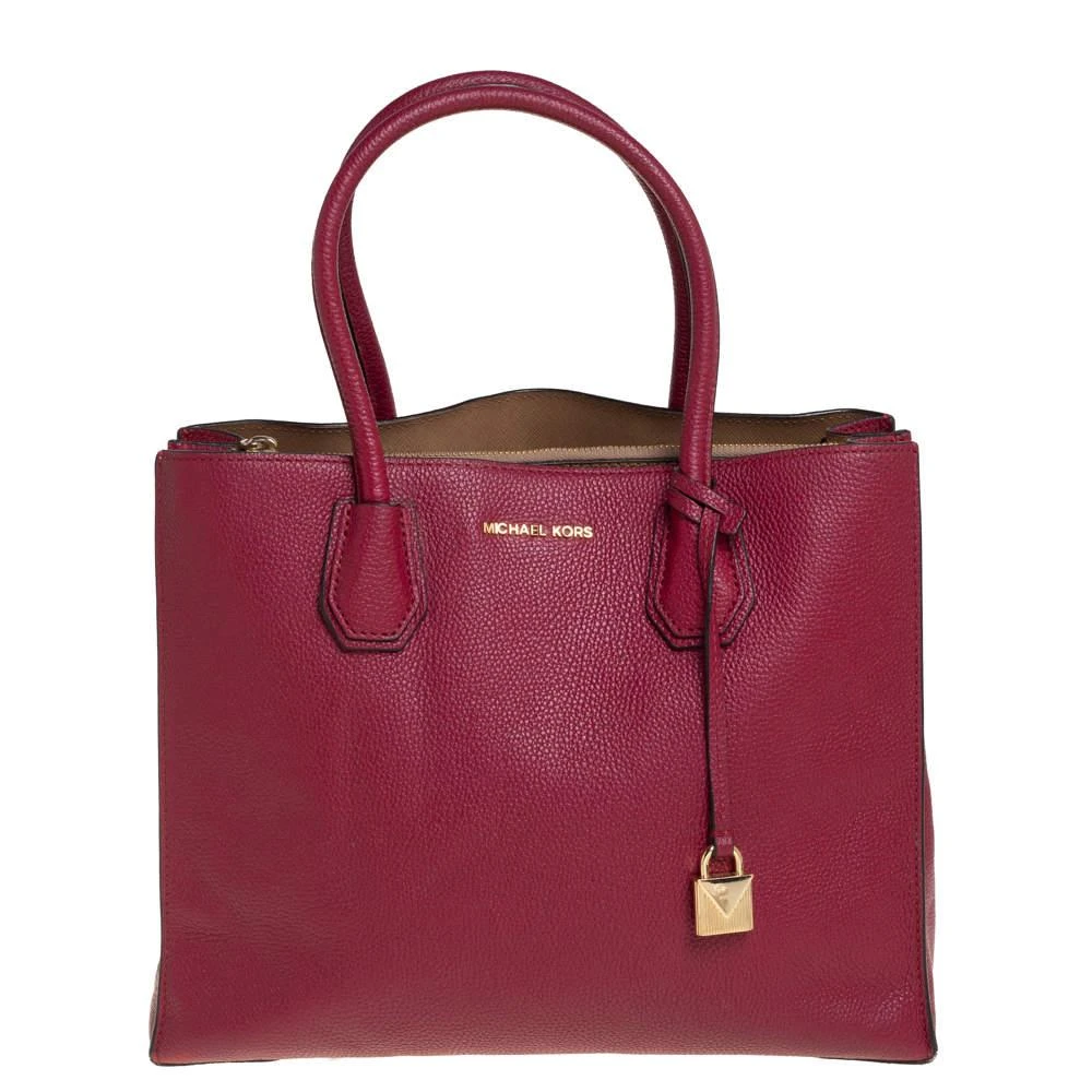 商品[二手商品] Michael Kors|Michael Kors Burgundy Grained Leather Large Mercer Tote,价格¥1965,第1张图片