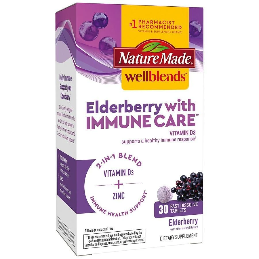 商品Nature Made WellBlends| WellBlends接骨木与免疫护理速溶片 30片,价格¥82,第1张图片