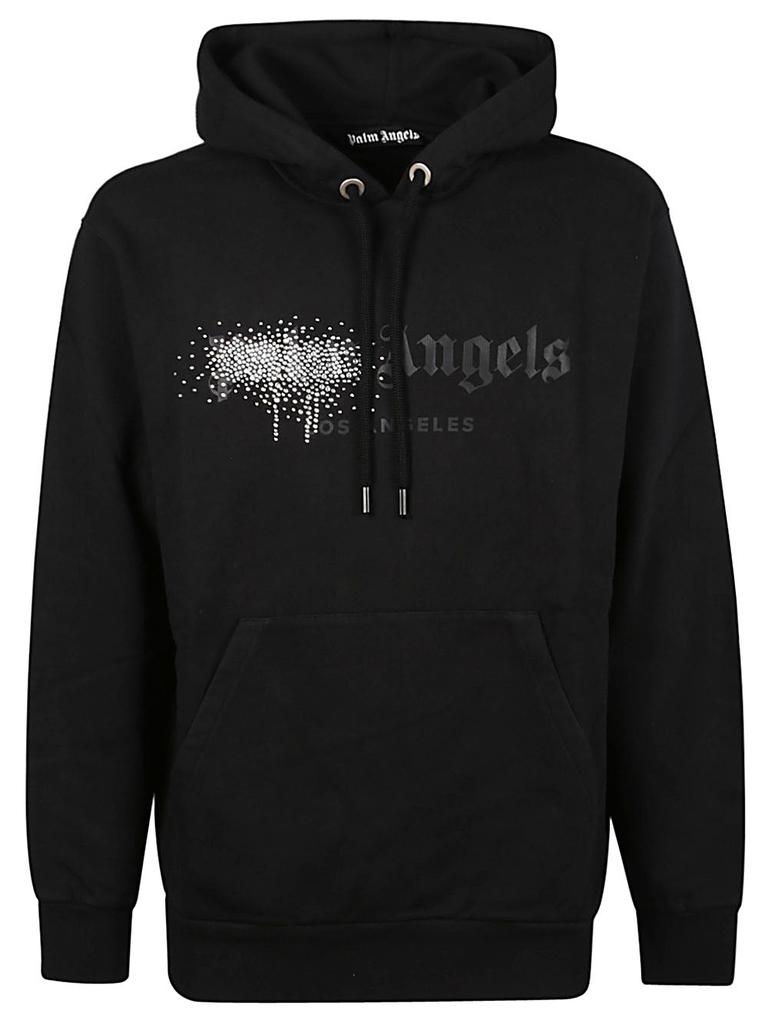 PALM ANGELS Rhinestone Sprayed Hoodie Sweater商品第1张图片规格展示