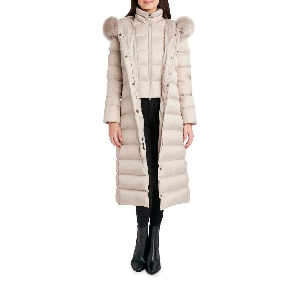 Tahari Nellie Long Coat for Women-Insulated Jacket with Removable Faux Fur Trim 商品