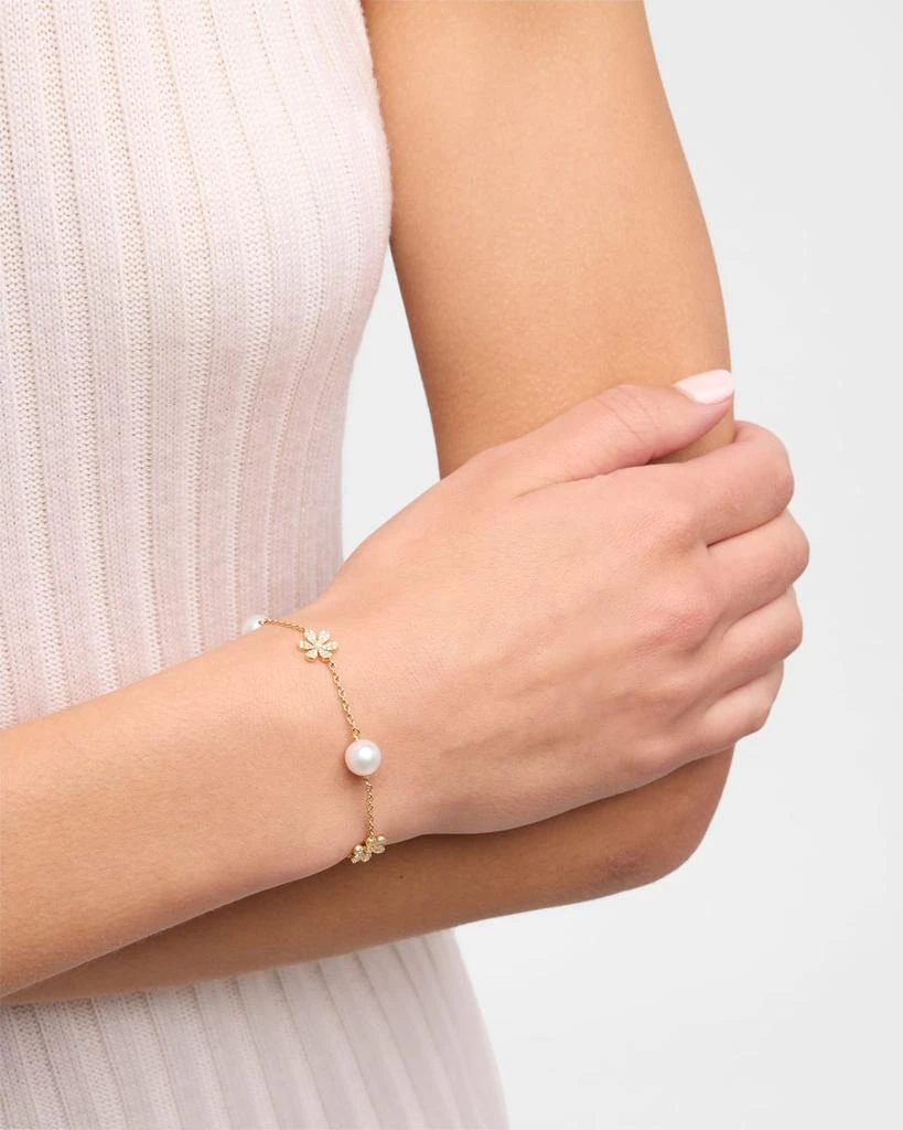 商品Pearls By Shari|18K Yellow Gold Akoya Pearl and Diamond Daisy Bracelet, 7"L,价格¥20208,第2张图片详细描述