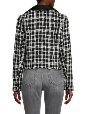 商品Karl Lagerfeld Paris|Faux Leather Collar Tweed Jacket,价格¥237,第2张图片详细描述