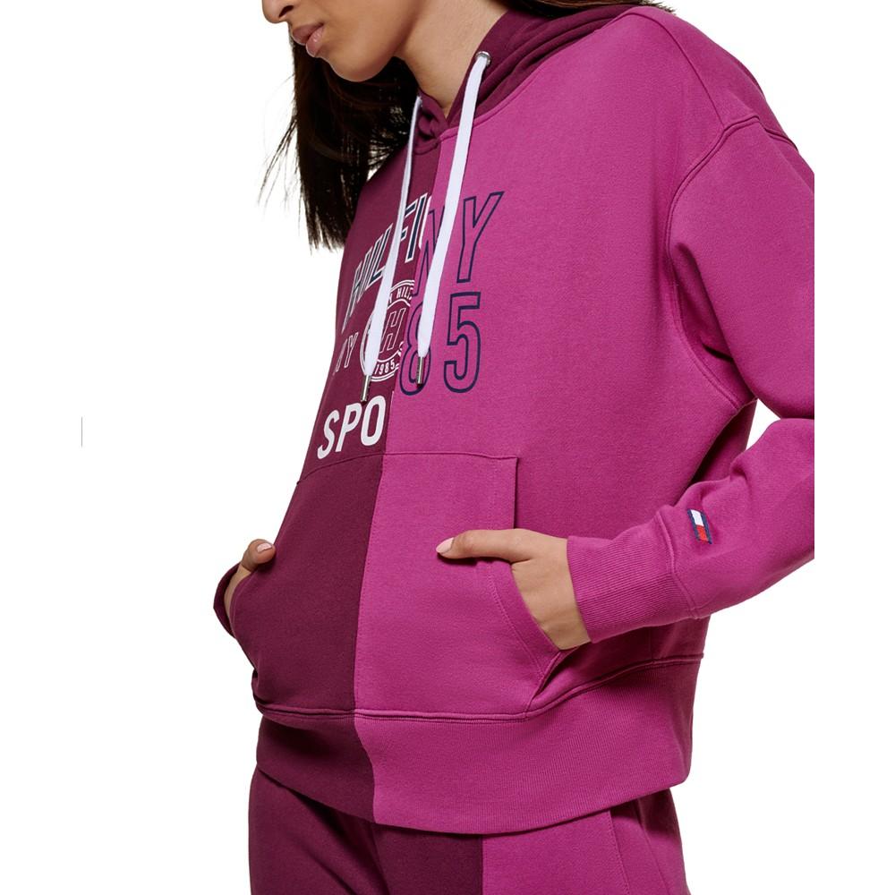 Women's Active color blocked with split graphic hoodie商品第4张图片规格展示