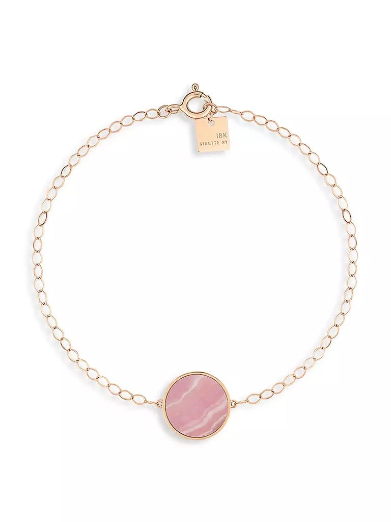 商品Ginette NY|Ever 18K Rose Gold &amp; Rhodocrosite Disc Bracelet,价格¥3507,第1张图片