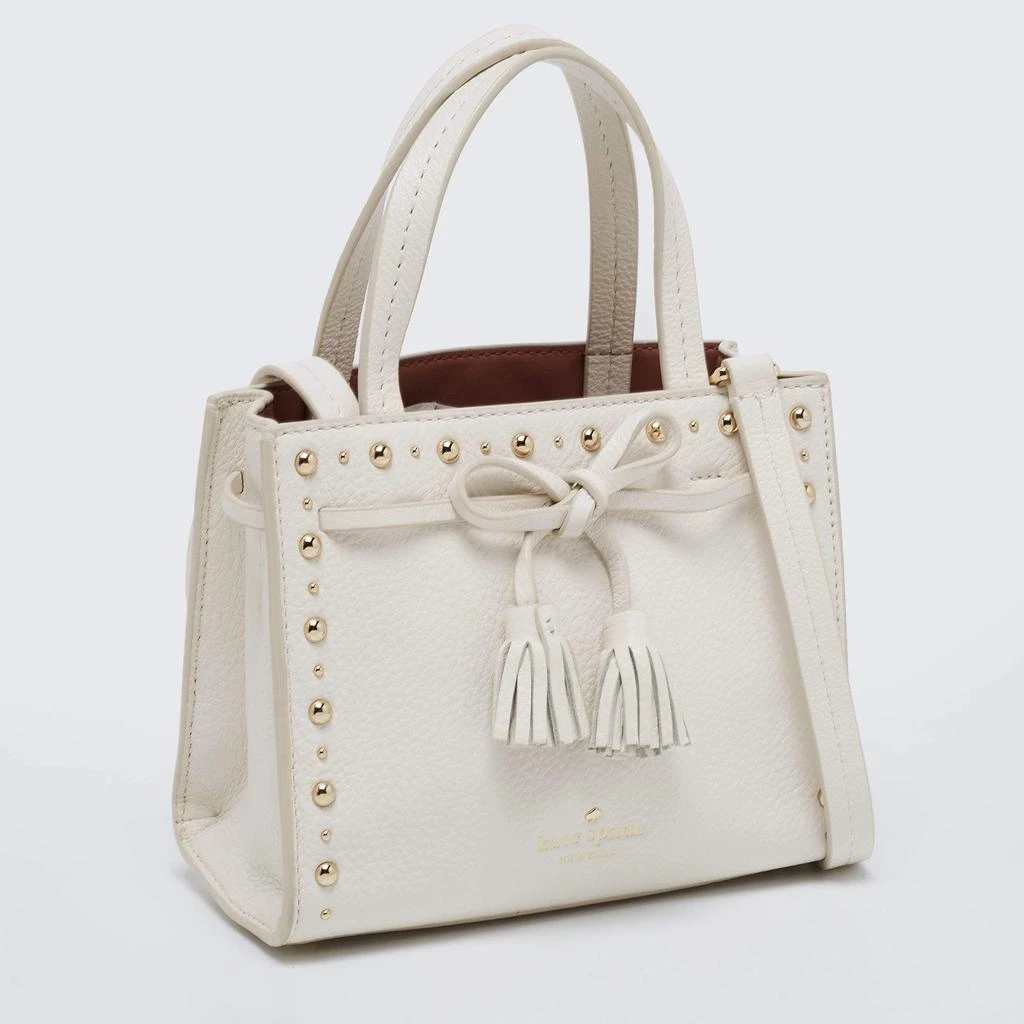 商品Kate Spade|Kate Spade White Leather Holden Street Lanie Studded Tassel Tote,价格¥1330,第3张图片详细描述