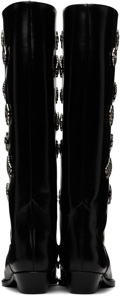 SSENSE Exclusive Black Leather Embellished Tall Boots商品第2张图片规格展示