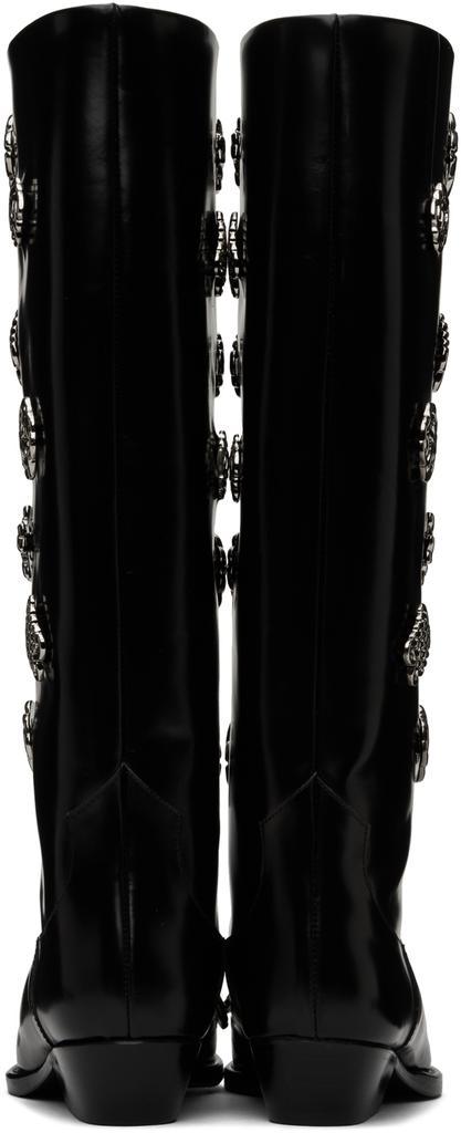商品Toga Pulla|SSENSE Exclusive Black Leather Embellished Tall Boots,价格¥4444,第4张图片详细描述
