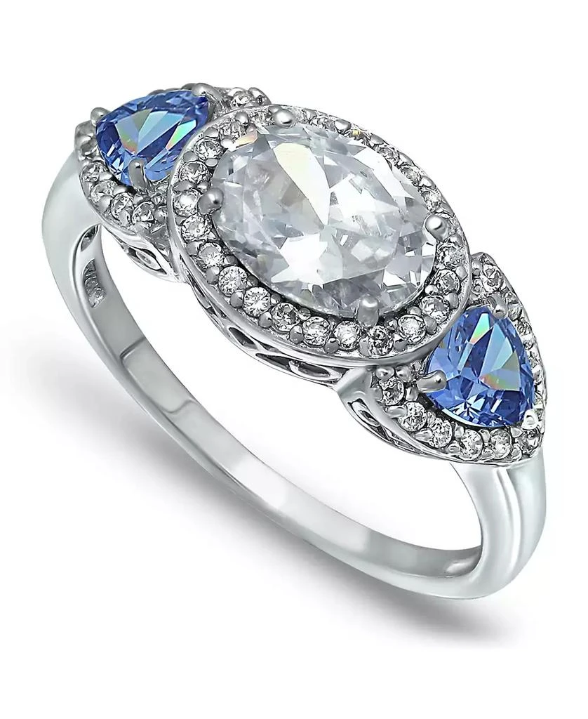 商品Macy's|Cubic Zirconia Oval with Tanzanite CZ Accents 3 Stone Ring in Silver Plate or 18K Gold Plate,价格¥113,第1张图片