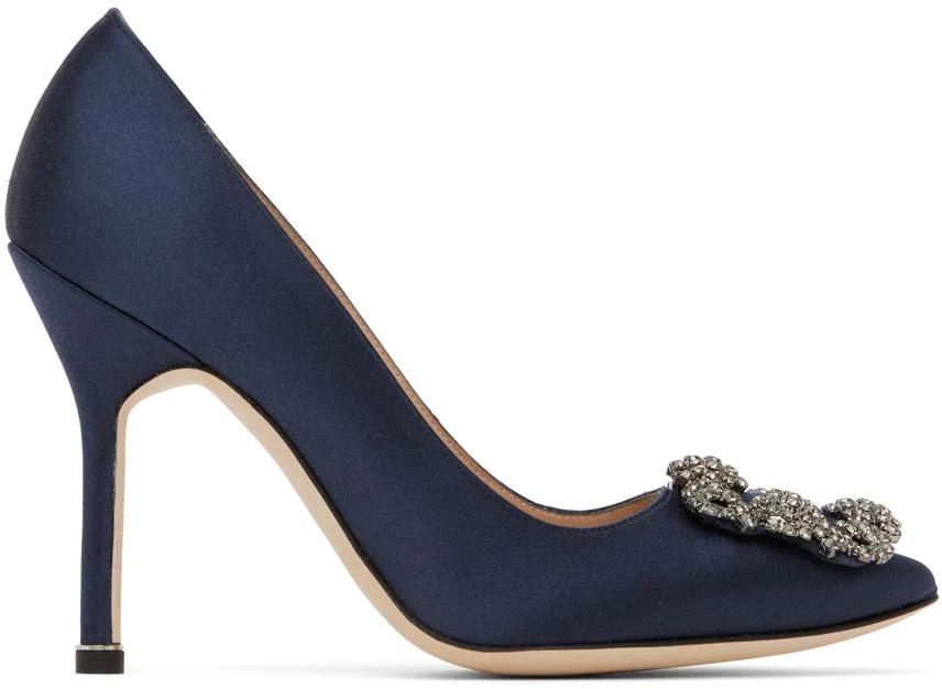 商品Manolo Blahnik|Navy Hangisi 105 Pumps,价格¥7639,第1张图片