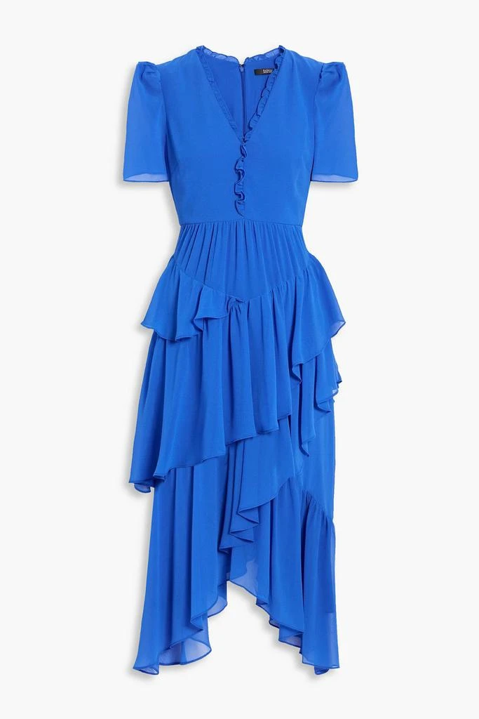 商品Badgley Mischka|Asymmetric tiered crepe dress,价格¥1636,第1张图片