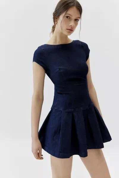 商品Urban Outfitters|UO Bryan Bow-Back Pleated Denim Mini Dress,价格¥597,第1张图片