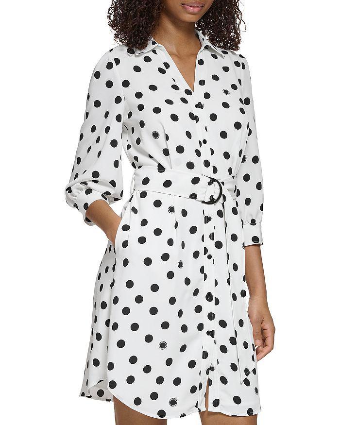 商品Karl Lagerfeld Paris|Belted Polka Dot Shirt Dress,价格¥724,第4张图片详细描述