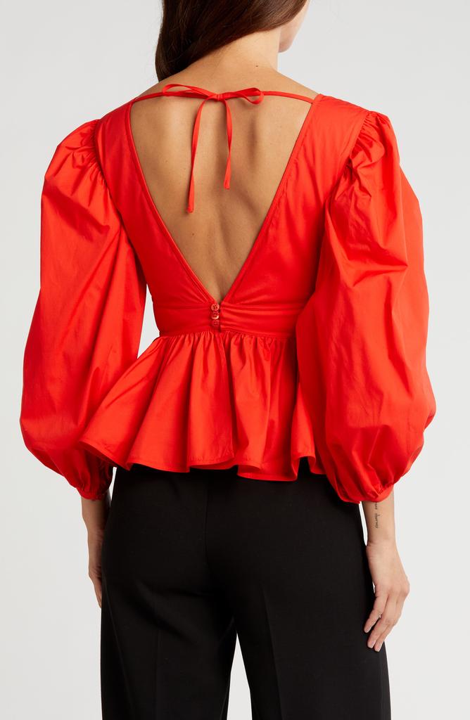 Shop Luna Balloon Sleeve Peplum Top on Sale at BeyondStyle