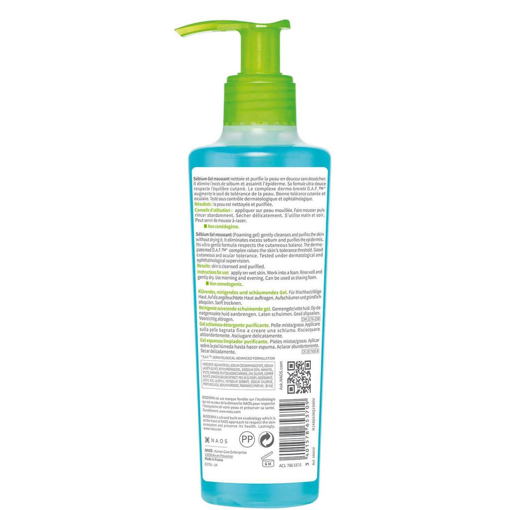 Bioderma Sebium purifying face wash 200ML商品第2张图片规格展示