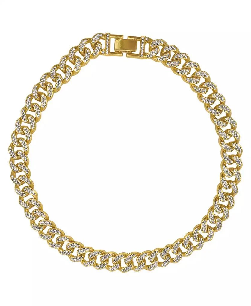 商品ADORNIA|Women's Gold-Tone Plated Crystal Thick Cuban Curb Chain Necklace,价格¥297,第1张图片