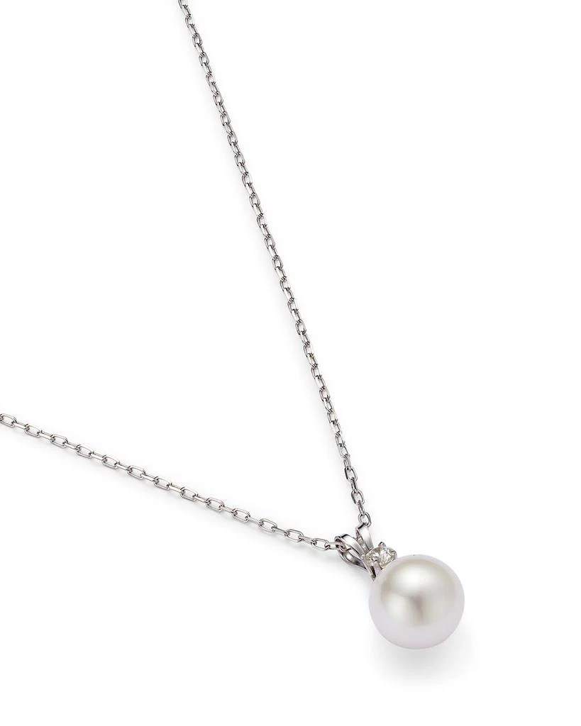 Diamond & Cultured Freshwater Pearl Pendant Necklace in 14K White Gold, 16" 商品