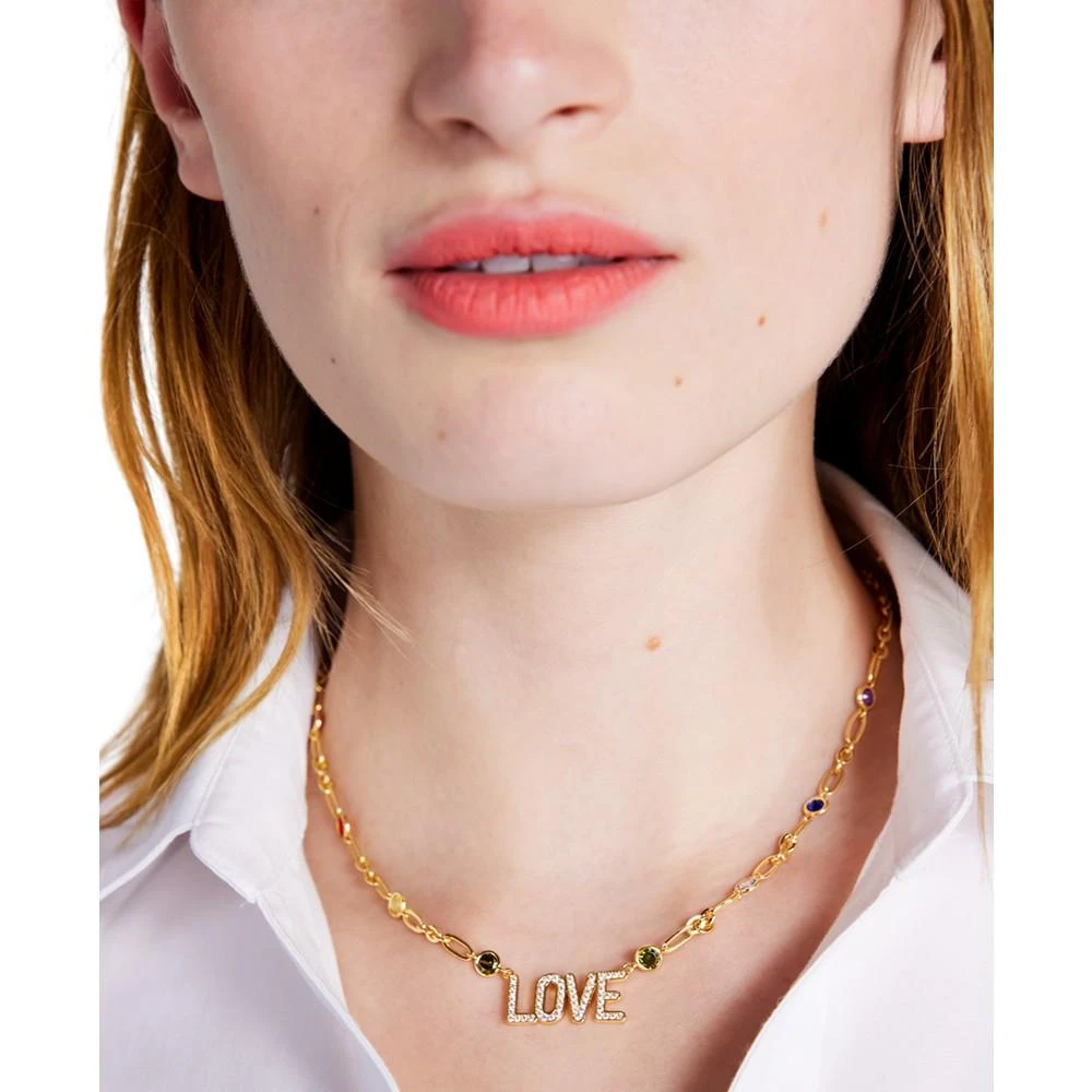 商品Kate Spade|Gold-Tone Crystal Love Pendant Necklace, 16" + 3" extender,价格¥368,第3张图片详细描述