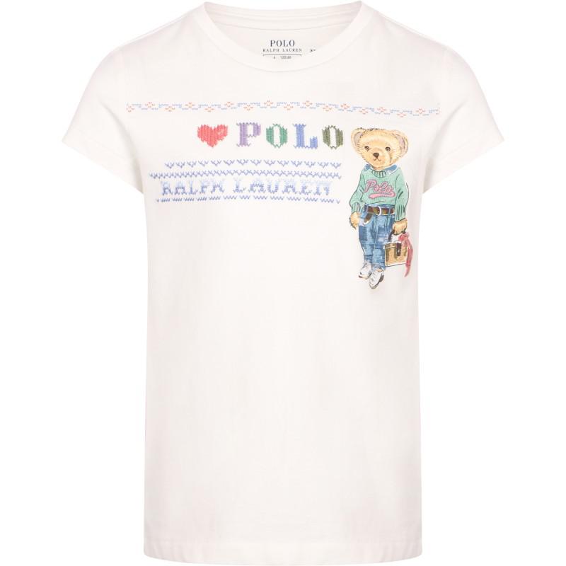 Mama polo bear knit print logo t shirt in white商品第1张图片规格展示