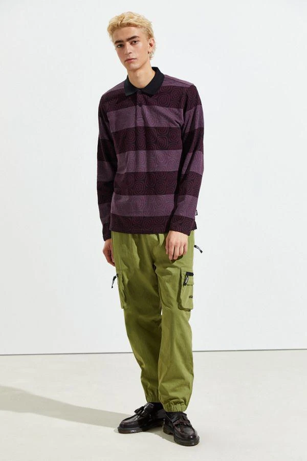 商品STUSSY|Stussy Swirl Stripe Jacquard Long Sleeve Polo Shirt,价格¥227,第3张图片详细描述