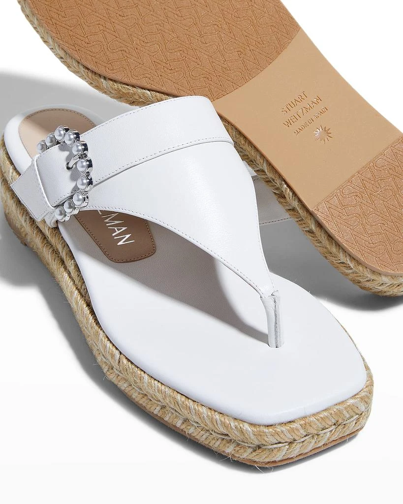 商品Stuart Weitzman|Pearly Buckle Thong Espadrille Sandals,价格¥1010,第4张图片详细描述