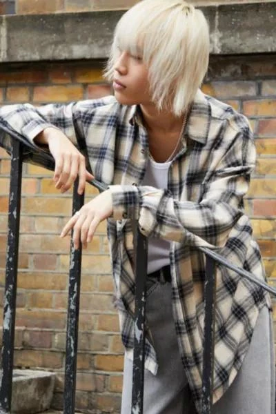 商品BDG|BDG Ecru Back Print Check Flannel Shirt,价格¥522,第5张图片详细描述