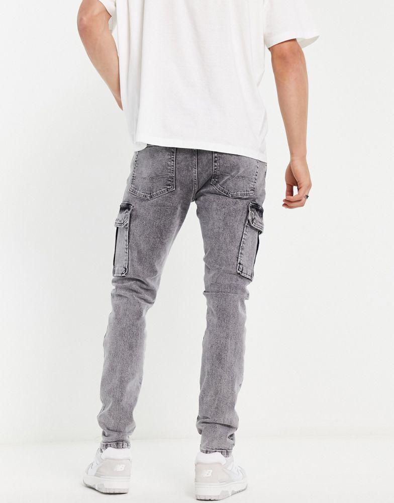 ASOS DESIGN skinny jeans in grey with cargo detail商品第2张图片规格展示