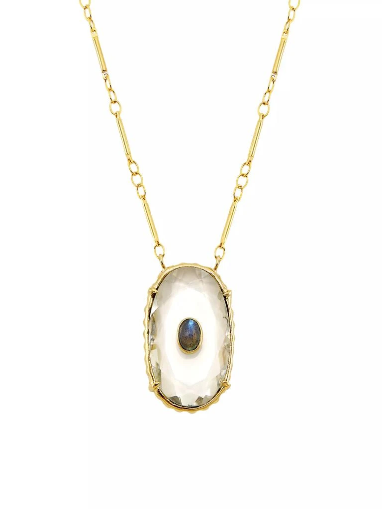 商品Room Service|Cheema 24K-Gold-Plated, Rock Crystal &amp; Labradorite Pendant Necklace,价格¥2286,第1张图片