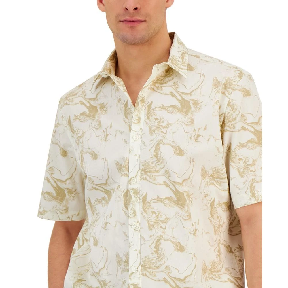 商品Alfani|Men's Short-Sleeve Marble Texture-Print Shirt, Created for Macy's,价格¥56,第3张图片详细描述