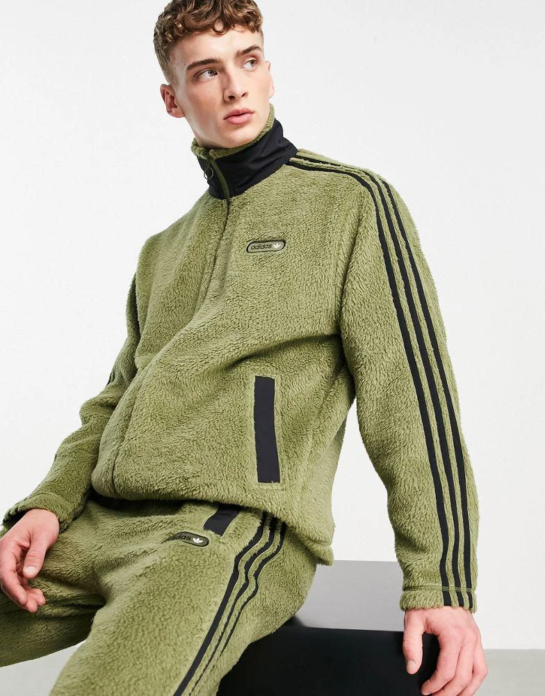 商品Adidas|adidas Originals SPRT sherpa track top in khaki,价格¥334,第2张图片详细描述