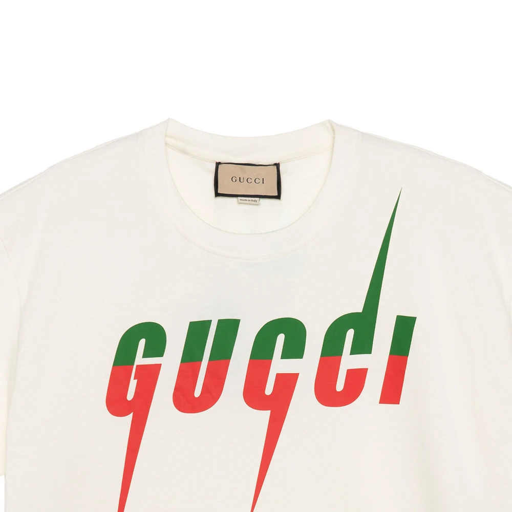商品[国内直发] Gucci|古驰 锋刃字母印花圆领短袖T恤 男款 米白色,价格¥4215,第6张图片详细描述