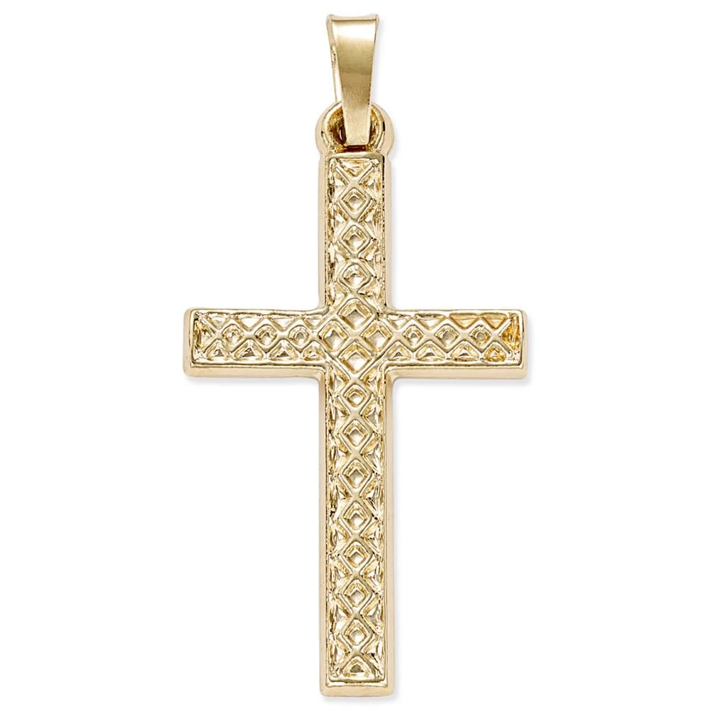 商品Macy's|Patterned Square Cross Pendant in 14k Yellow Gold,价格¥2047,第1张图片