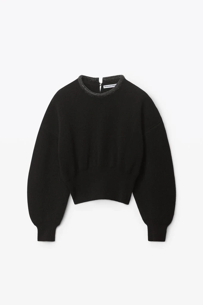 商品Alexander Wang|CRYSTAL TRIM PULLOVER IN BOILED WOOL,价格¥3247,第3张图片详细描述