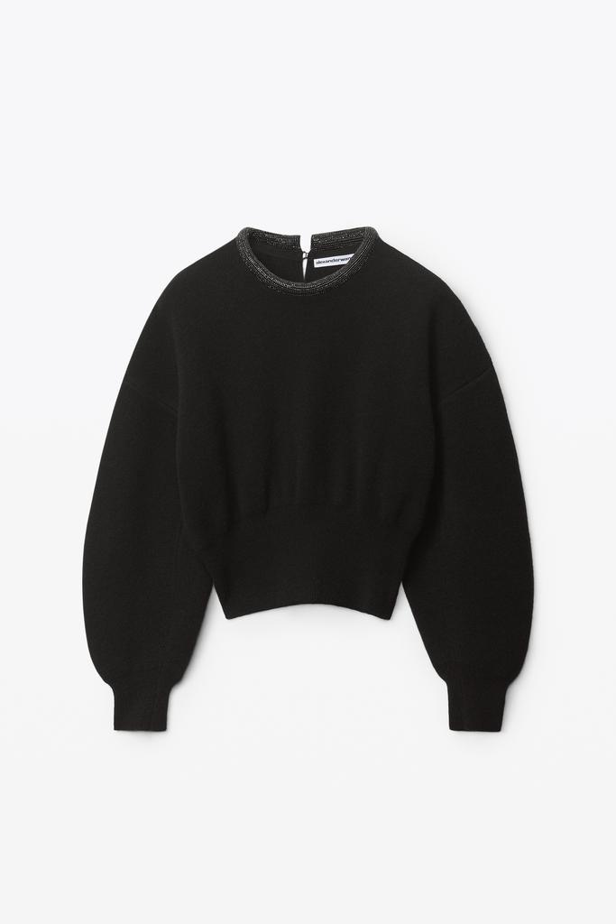 商品Alexander Wang|CRYSTAL TRIM PULLOVER IN BOILED WOOL,价格¥6089,第5张图片详细描述